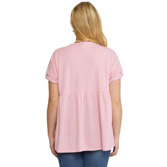 NEW ENTRO waffle knit babydoll top in pink - Picture 3 of 7